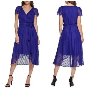DKNY flutter sleeve faux wrap dress 12